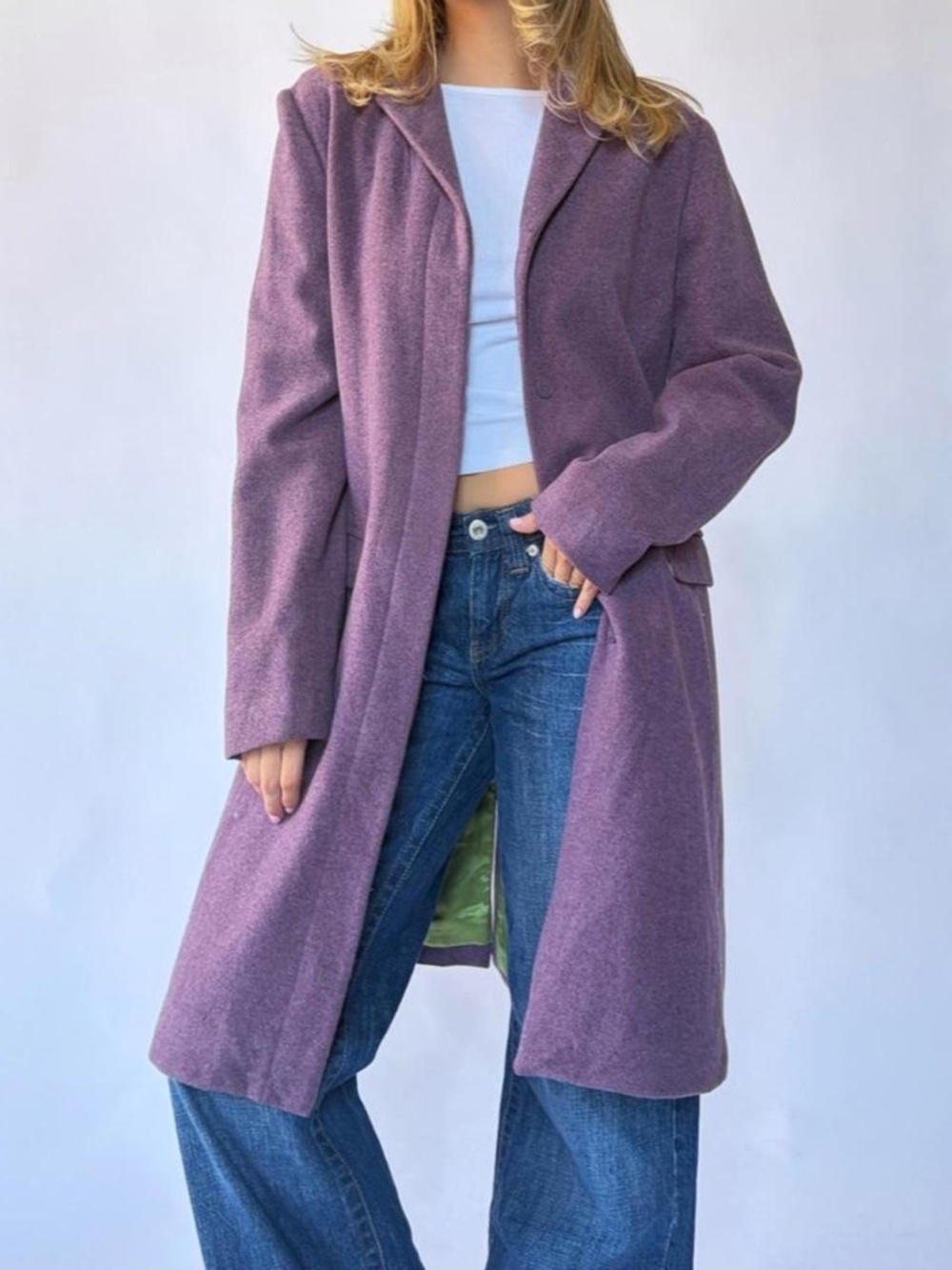 Wool Peacoat Purple Gap Y2K Cashmere Large
